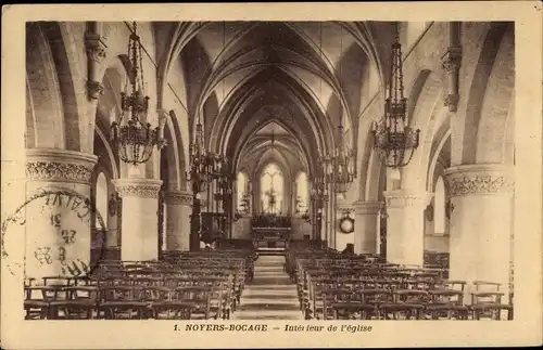 Ak Noyers Bocage Calvados, Interieur de l'Eglise