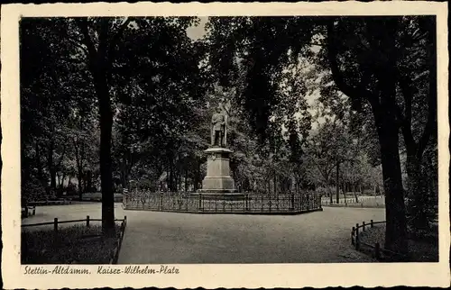 Ak Dąbie Szczecin Altdamm Stettin Pommern, Kaiser Wilhelm Platz, Denkmal
