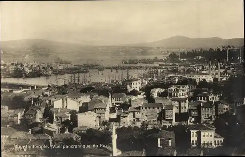 Ak Konstantinopel Istanbul Türkei, Vue panoramique du Port, Minarett