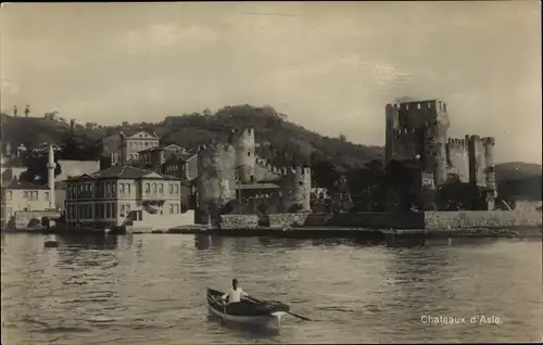 Ak Konstantinopel Istanbul Türkei, Chateaux d'Asie, Festung, Ruderboot