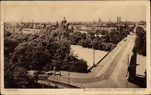 Ak München Bayern, Stadtpanorama vom Maximilianeum