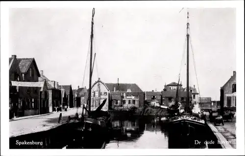 Ak Spakenburg Utrecht Niederlande, De oude haven, alter Hafen, Boote