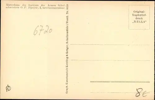 Ak Speyer am Rhein, Mutterhaus des Instituts der Armen Schulschwestern, Lehrerinnenseminar