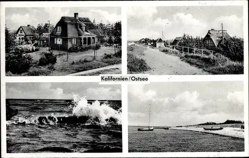 Ak Schönberg in Holstein, Ostseebad Kalifornien, Häuser mit Garten, Meeresblick