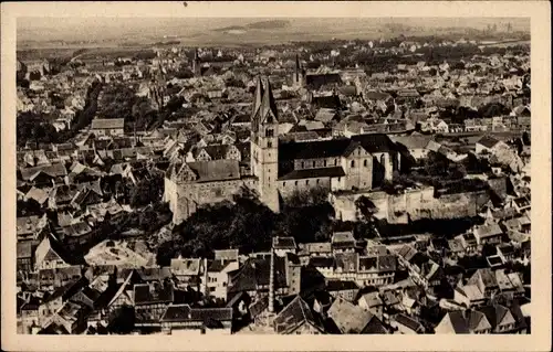 Ak Quedlinburg im Harz, Junkers Fliegeraufnahme der Stadt mit Blick auf das Schloss