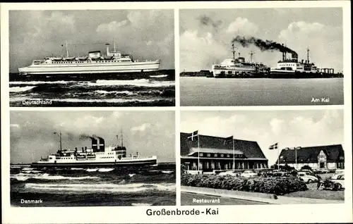 Ak Großenbrode in Ostholstein, Restaurant, Am Kai, Dampfer Deutschland Danmark