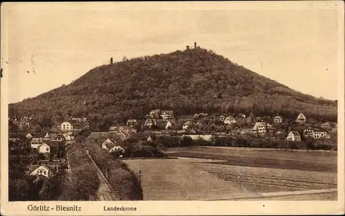 Ak Görlitz Biesnitz in der Lausitz, Landeskrone, Panorama