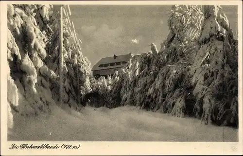 Ak Oybin in der Oberlausitz, Zittauer Gebirge, Hochwald, Hvozd, Hochwaldbaude, Winter