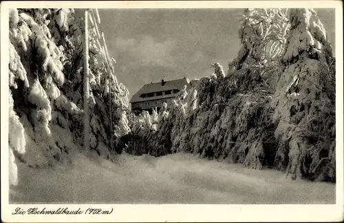 Ak Oybin in der Oberlausitz, Zittauer Gebirge, Hochwald, Hvozd, Hochwaldbaude, Winter