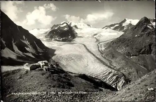 Ak Plangeross Plangeroß St. Leonhard im Pitztal Tirol, Braunschweiger Hütte, Wildspitze