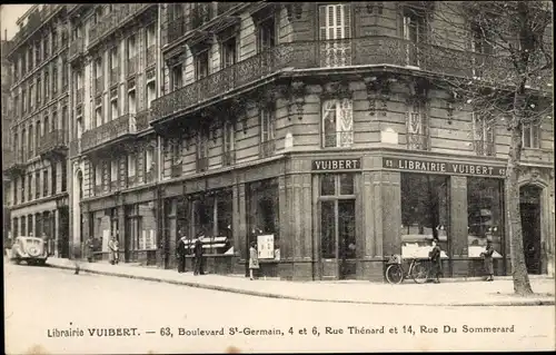 Ak Paris V., Libraire Vuibert, Boulevard Saint Germain, Rue Thenard, Rue du Sommerard
