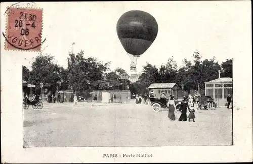 Ak Paris XVII., Aérodrome de la Porte Maillot, Ballon