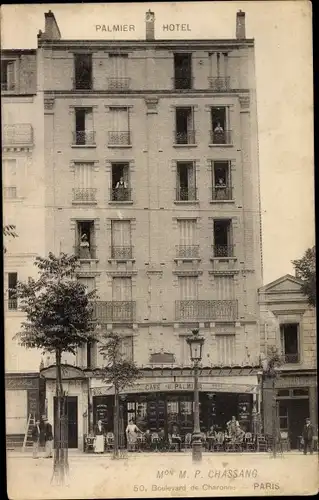 Ak Paris XX., Maison M. P. Chassang, Boulevard de Charonne, Cafe du Palmier, Hotel