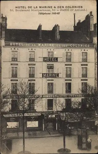 Ak Paris VI., Hotel de la Marine et des Colonies, Boulevard Montparnasse