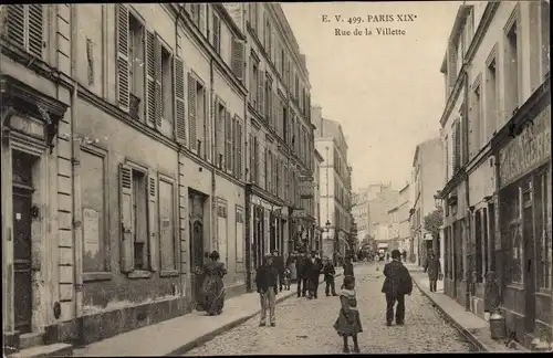 Ak Paris XIX., Rue de la Villette