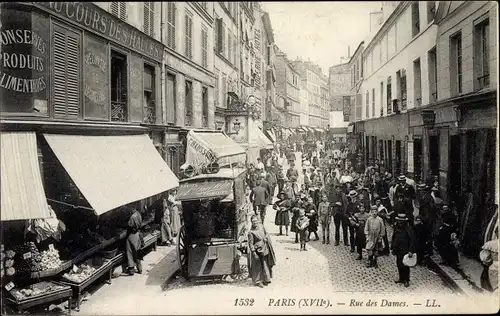 Ak Paris XVII., Rue des Dames, Geschäfte