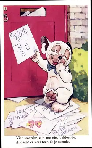 Künstler Ak Studdy, Bonzo the Dog, Hund, Briefkasten