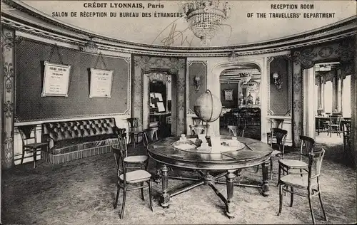 Ak Paris IX., Credit Lyonnais, Salon de Reception du Bureau des Etrangers