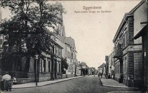 Ak Oggersheim Ludwigshafen am Rhein Rheinland Pfalz, Mutterstädter Straße mit Apotheke