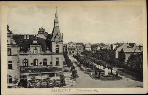 Ak Saarlouis im Saarland, Hohenzollernring, Restaurant, Teilansicht der Stadt