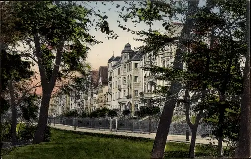 Ak Lindenhof Mannheim in Baden Württemberg, Blick aus den Rhein Anlagen auf die Stephanien Promenade