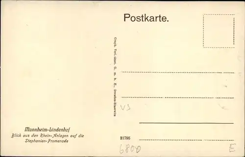 Ak Lindenhof Mannheim in Baden Württemberg, Blick aus den Rhein Anlagen auf die Stephanien Promenade
