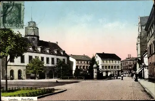 Ak Landau in der Pfalz, Partie auf dem Postplatz