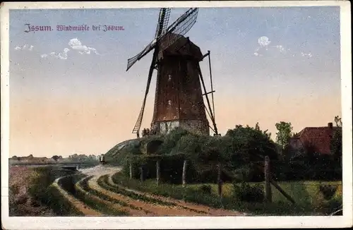 Ak Issum in Nordrhein Westfalen, Wegpartie an der Windmühle