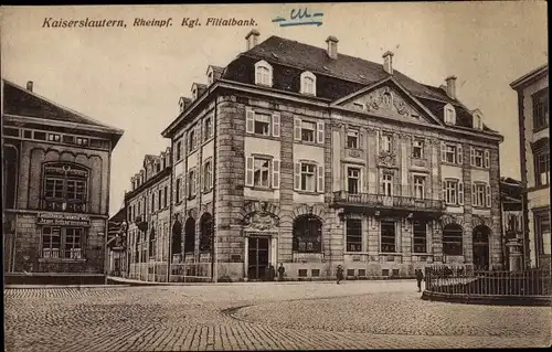 Ak Kaiserslautern in der Pfalz, Rheinpf. Kgl. Filialbank