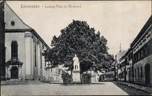 Ak Edenkoben an der Weinstraße, Ludwig Platz mit Denkmal