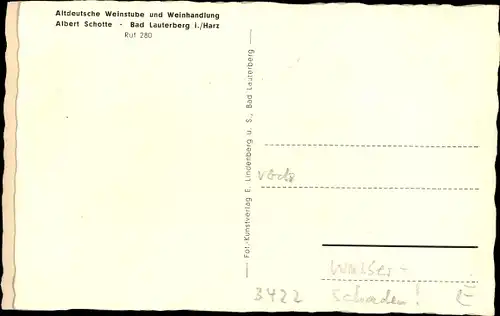 Ak Bad Lauterberg Harz, Weinhandlung Schotte