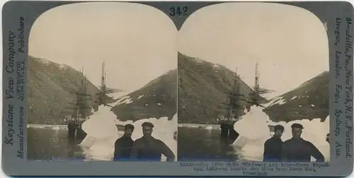 Stereo Foto Grönland, Segelschiffe, Expedition 1901