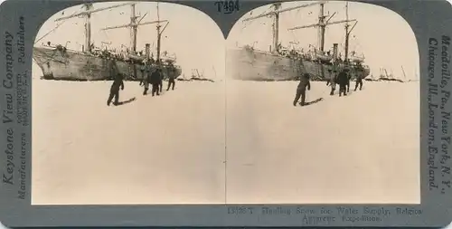 Stereo Foto Segelschiff, belgische Antarktis Expedition 1897 - 1899