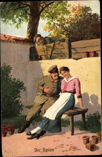 Ak Der Spion, Soldat mit einer Frau, Zuschauer, Immer Fachmann Nr. 5