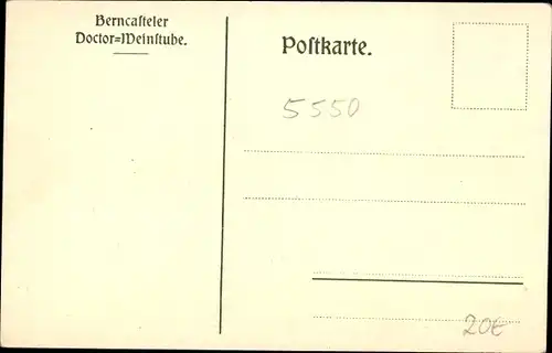 Künstler Ak Bernkastel Kues im Moseltal, Doctor Weinstube, Außen- u. Innenansicht, Panorama vom Ort