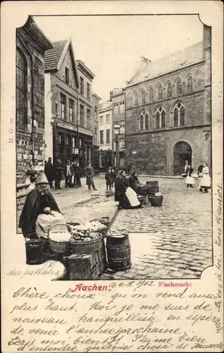 Ak Aachen in Nordrhein Westfalen, Fischmarkt, Marktfrauen