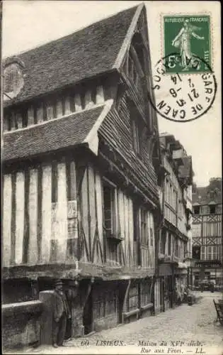 Ak Lisieux Calvados, Maison, Rue aux Feves