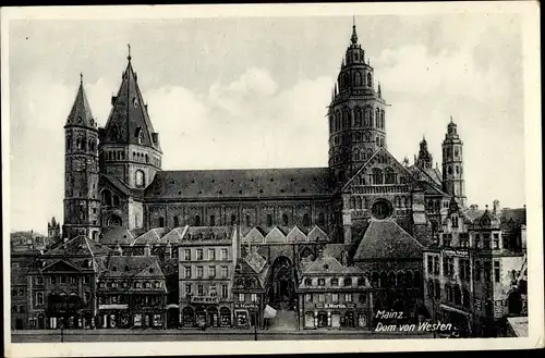 Ak Mainz am Rhein, Dom von Westen