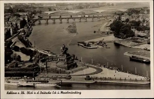 Ak Koblenz am Rhein, Deutsches Eck, Fliegeraufnahme