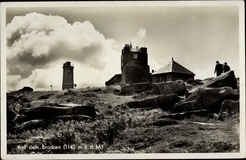 Ak Brocken Nationalpark Harz, am Gipfel, Aussichtsturm, Hotel