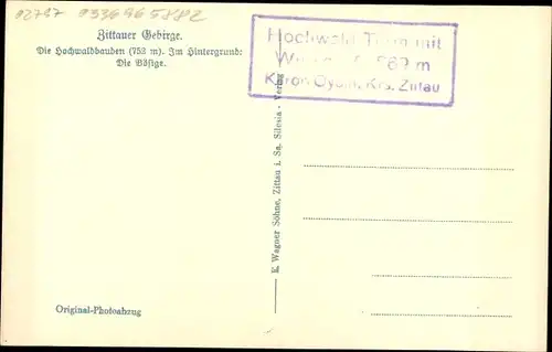 Ak Oybin in der Oberlausitz, Hochwaldbauden und im Hintergrund Die Bösigen