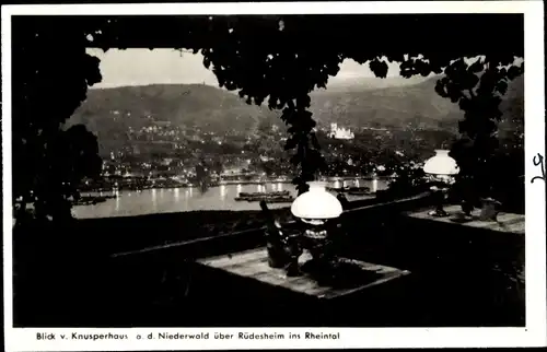 Ak Rüdesheim am Rhein, Knusperhaus Terrasse, Niederwalddenkmal