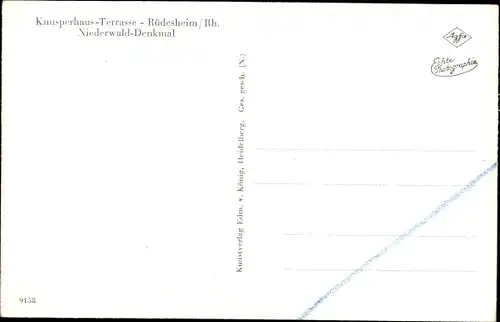 Ak Rüdesheim am Rhein, Knusperhaus Terrasse, Niederwalddenkmal