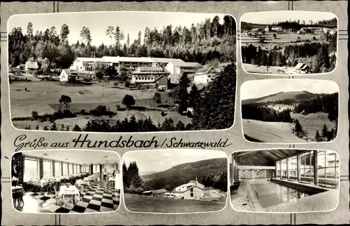 Ak Hundsbach Forbach im Schwarzwald Baden, Erholungsheim Hauerskopf, Schwimmbecken, Landschaft