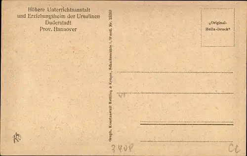 Ak Duderstadt im Eichsfeld, Höhere Unterrichtsanstalt und Erziehungsheim der Ursulinen, Esszimmer