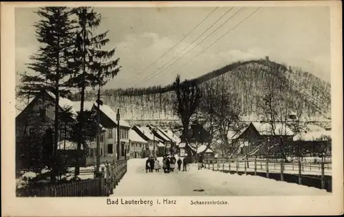 Ak Bad Lauterberg im Harz, Schanzenbrücke, Winter