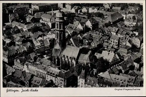 Ak Göttingen in Niedersachsen, Jacobi Kirche, Vogelschau