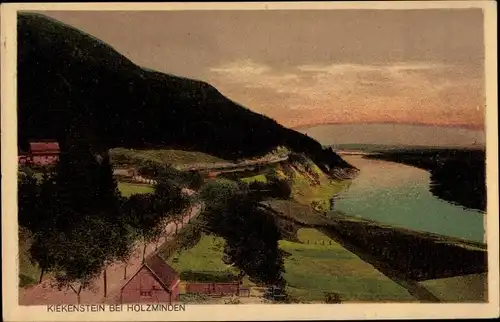 Ak Holzminden im Weserbergland, Kiekenstein, Ortschaft mit Landschaftsblick