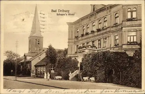 Ak Bad Driburg in Westfalen, Schapers Hotel, Kirche