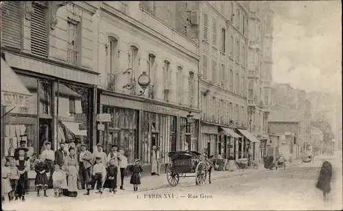 Ak Paris XVI., Rue Gros, Geschäfte